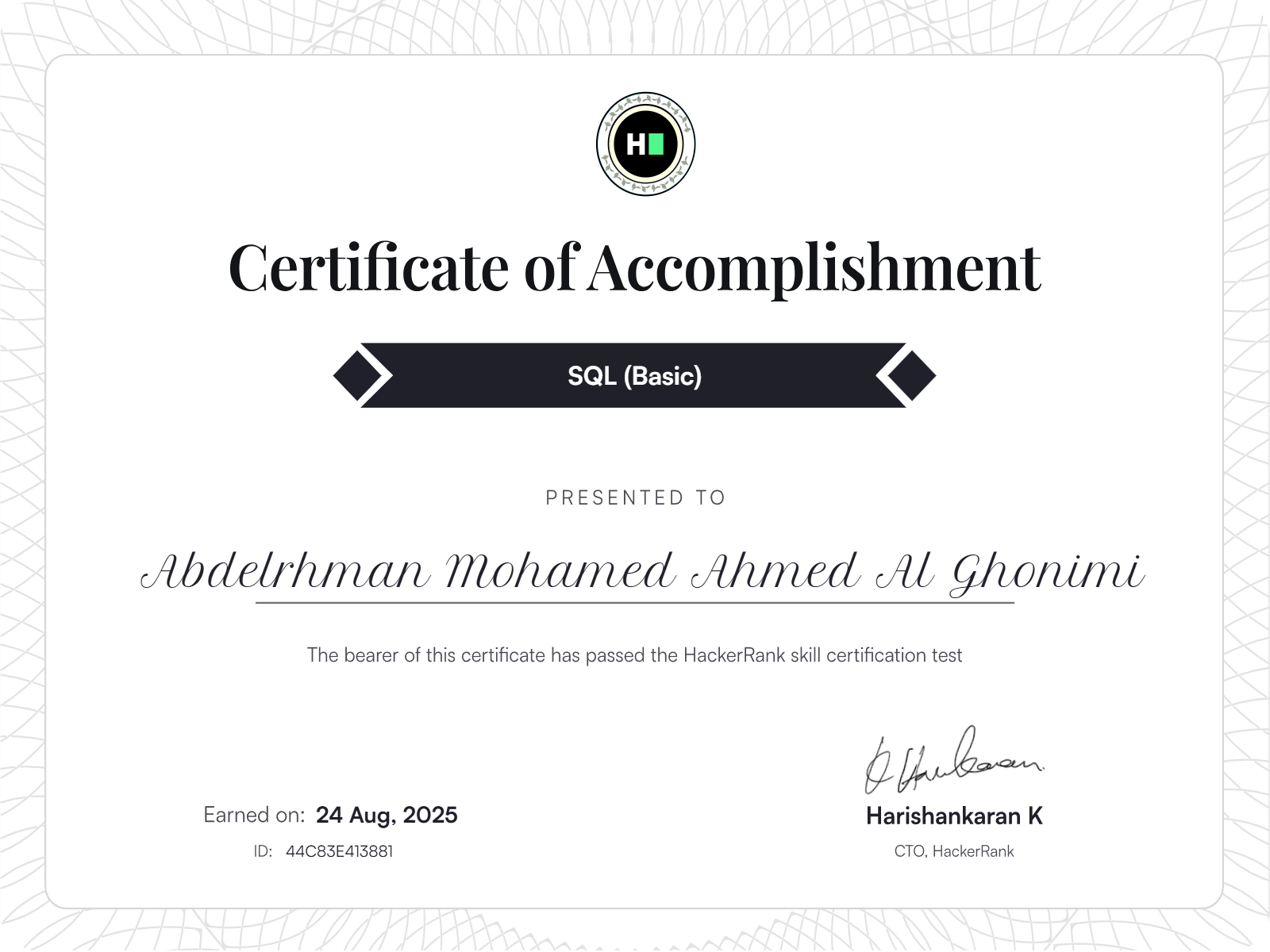 SQL (Basic) Certificate